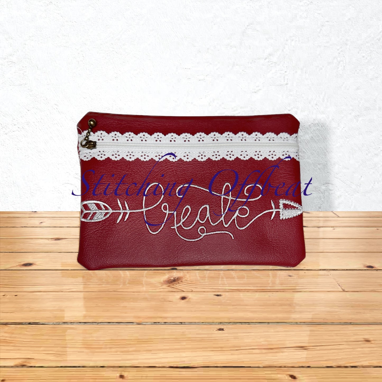 Embroidered Zipper Pouch