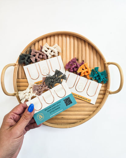 3-Pack Mini Macrame Bookmarks – Handmade Boho Fiber Art for Book Lovers